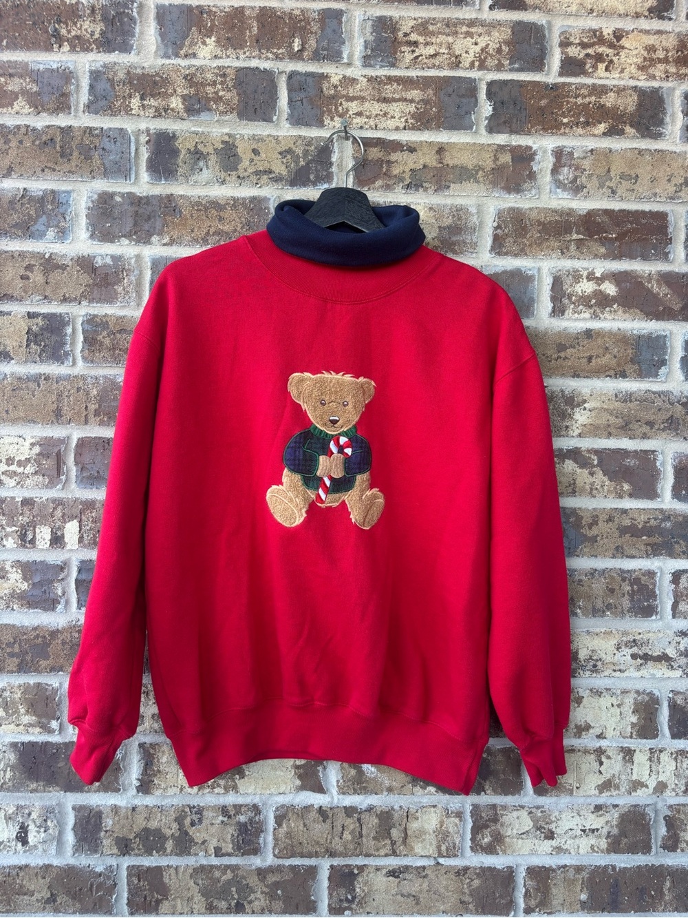 Vintage Women’s Red Teddy Bear Embroidered Christmas Sweatshirt